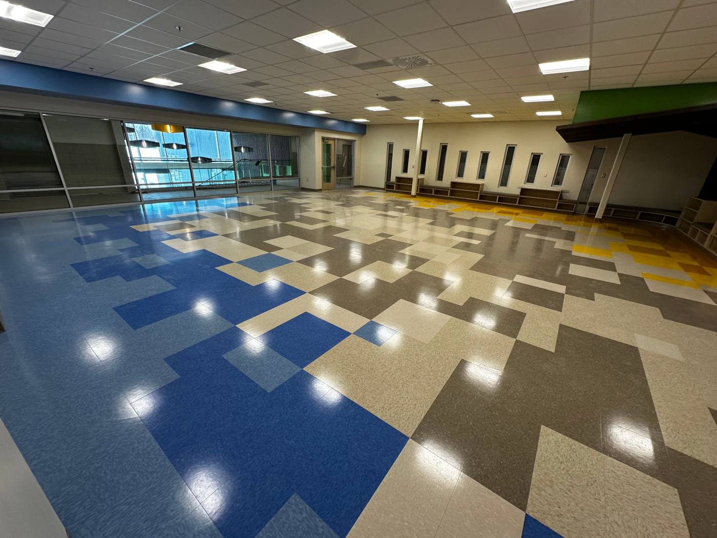 Sherwood Elementary School, patterned VCT