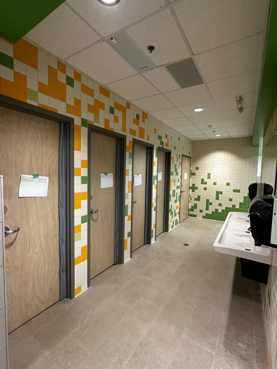 Sherwood Elementary School, washroom wall tile