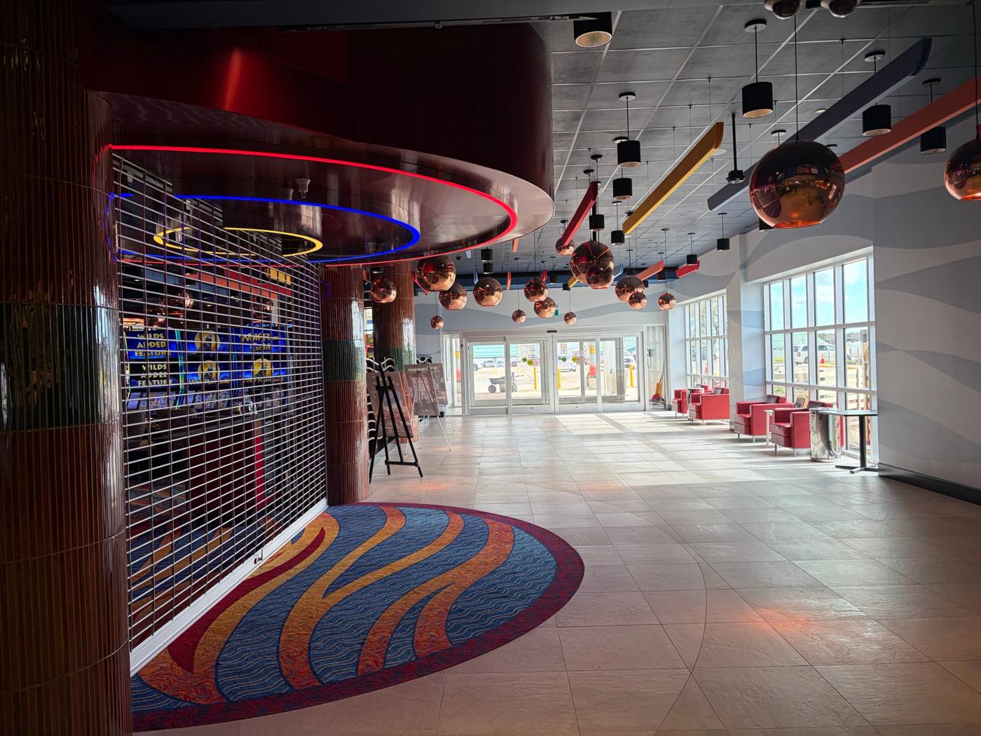 Red Shores Casino, lobby porcelain tile and carpet inlay
